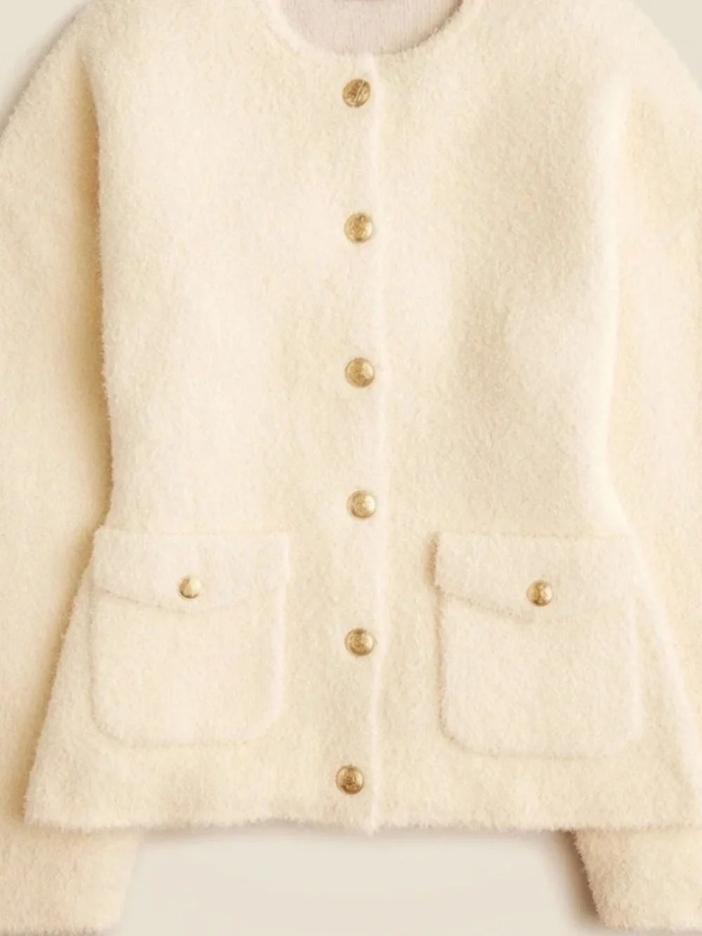 J.Crew NWT 2025 Cinch waist Sweater Lady Jacket Blazer size M cream gold buttons